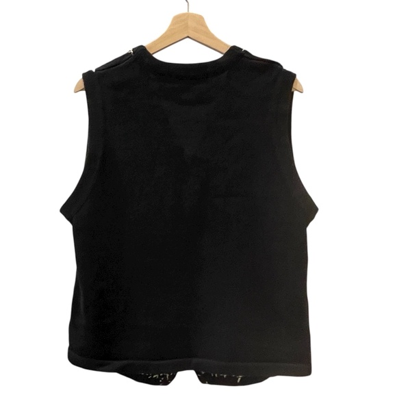 Poinsettias Black Sweater Christmas Vest Large Beaded Ugly Victoria Jones 90's - Picture 4 of 5